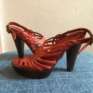 Red FRYE Joy Huarache Braided Leather Slingback